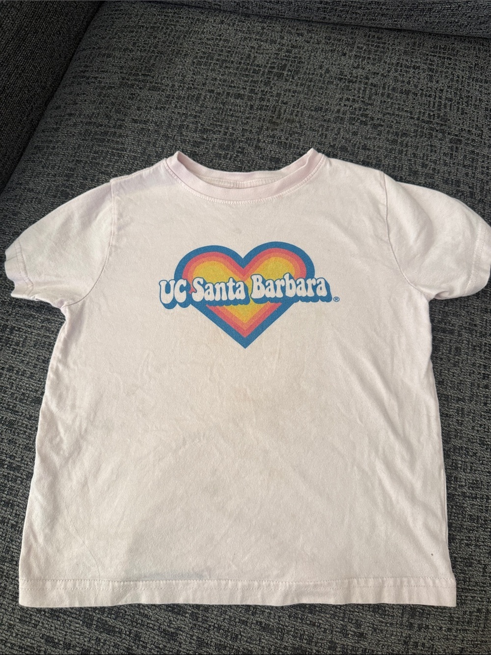 MV Sport Pink Short Sleeve Tee with Rainbow Heart UC Santa Barbara